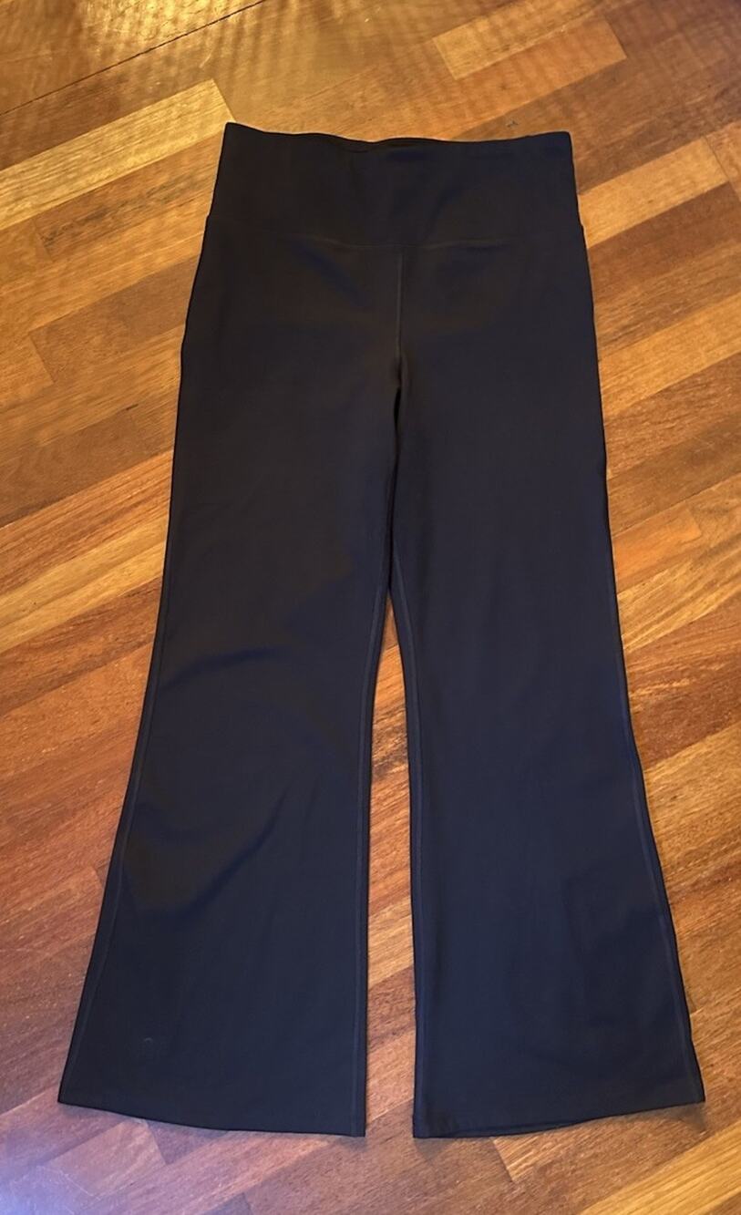 DKNY Sport Women’s XL Black High Waist Flare Pants Stretch Yoga Athleisure Gym
